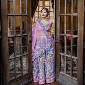 Floral Embroidered Lehenga Choli saree indian